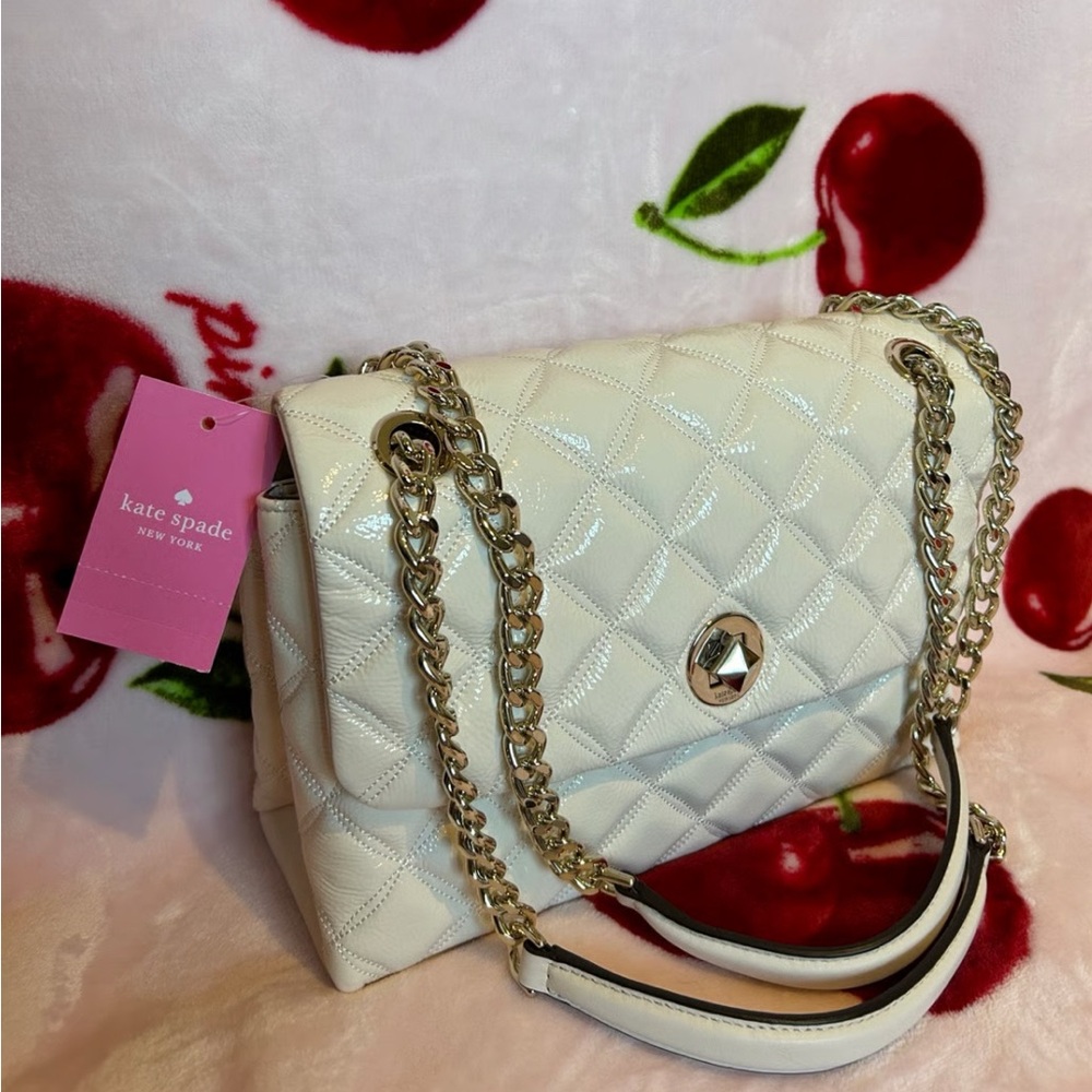 Kate Spade White Quilted Chain Shoulder Bag